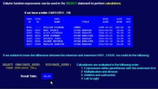 SQL 101 Column Functions, Calculations with column functions.