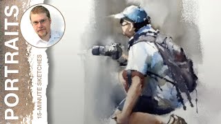 #119 The Photographer (Watercolor Human Sketching Tutorial)