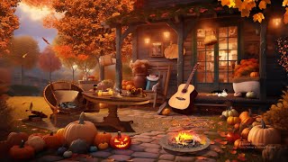 Cozy Night Autumn Fall Ambience - Halloween Ambience - Fireplace sounds 24h for Study 🍂✨