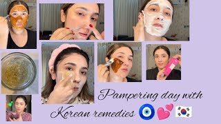 Skin pampering day with Korean🇰🇷 remedies and products with me 🤍|| #koreanskincare #skincareroutine