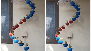 How To Make Coconut Shell Spiral Hanging Garden/coconut shell plants/hanging garden