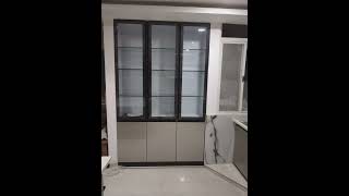 Modular kitchen with glass shutter