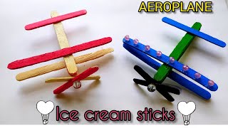 How to Make Ice Cream Stick AEROPLANE || আইসক্রিম কাঠি দিয়ে airoplane তৈরীর পদ্ধতি