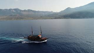 Stoupa, Mani Greece Sea..."Albatross" making daily Sea Voyage to Diru