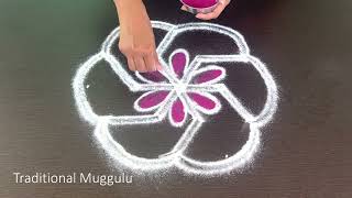 Traditional muggulu.vaigasi madha kolam.2minutes Rangoli designs.beautiful double stroke Rangoli