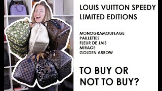 Everything On Louis Vuitton Limited Speedys: Golden Arrow, Paillettes, Fleur de Jais, Mirage, Camo