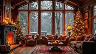 Cozy Room with Crackling Fireplace 🔥 Christmas Ambience with Jazz Music for Relaxation