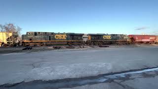 SB CSX 2 lead unit 4555-224 DPU 5230-5257 on the Henderson sub 02/05/23 in Springfield Tn