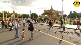 [4k HDR] Cambodia Walking Tour - Enjoy and Relaxing Walking Tour Around the Royal Palace Phnom Penh