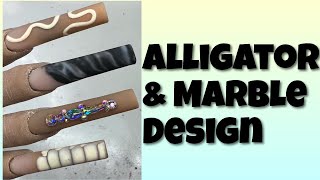 Simple Alligator & Marble Design | Tutorial | Rhinestone Placement