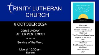 6 OCTOBER 2024  | 20th SUNDAY AFTER PENTECOST