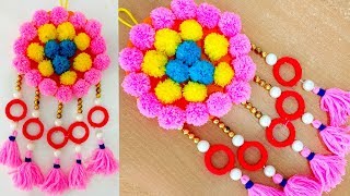 How To Make  Door Hanging Toran Making Using Wool / Tutorial Wall Hanging Toran Making At Home