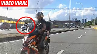 VIDEO Abg motor rembat side mirror BMW guna fork lock