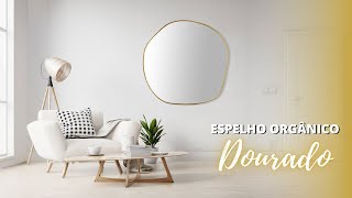 Espelho Decorativo Orgânico Com Moldura em MDF Cor Dourado - Decore Pronto