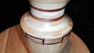 Bamboo vase with mahogany inlays - Woodturning