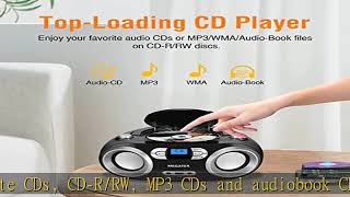 MEGATEK Portable CD Player/Radio Boombox with Bluetooth, USB Port, AUX Input, Headphone Jack, and 2