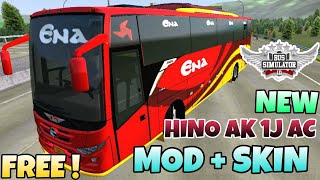 New Hino Ak 1j Ac Bus Mod + Skin || For Bussid || Bus Simulator Indonesia