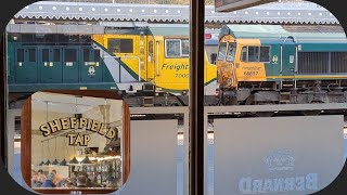 Convoy of FIVE locomotives seen from the Sheffield Tap station pub