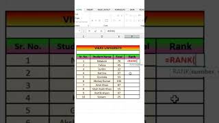 Excel में RANK निकलना सीखें | #shorts