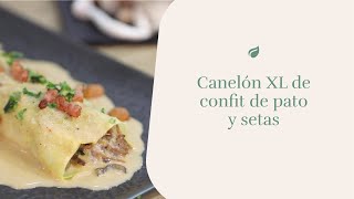 Canelón XL de confit de pato y boletus con carbonara de coco y cacahuete I CONDISLIFE