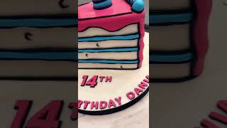 Giant birthday slice cake #comiccake #comicoutlinecake #cake #fondantdecorations #bakery #muscat