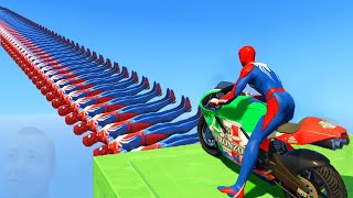 SPIDERMAN and Motorcycles with Spider Bridge Superheroes Challenge - GTA 5