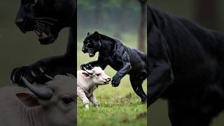 Black Panther vs cow Fight for baby Survival #cow #animallover #babyanimal #wildlife