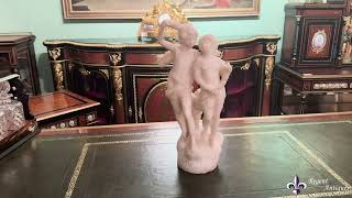 Antique Marble Sculpture of Two Siblings 20th Century