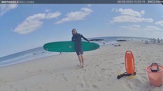 Body cam video of surfer use of force arrested on beach