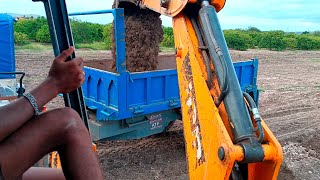 2 JCB 3dx Backhoe Loading Pond Murum in Tata 2518 Truck and John Deere Tractor