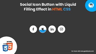 How to Create Icon Button with Liquid Filling Effect in HTML CSS only | Geekboots