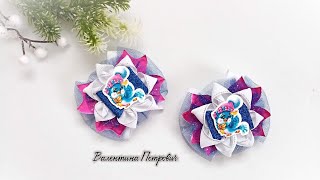 Они НЕВЕРОЯТНО КРАСИВЫЕ! / Новогодние бантики канзаши/ kanzashi bow making tutorial/ DIY