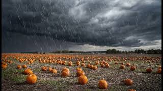 Autumn Thunder and Rain in Pumpkin Patch | Relaxing Ambient Background Noise