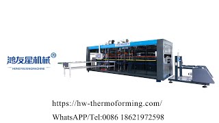 Automatic positive and negative pressure three-station thermoforming machine to make cup lids