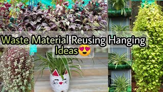 Waste material reusing hanging  ideas😍|Hanging ideas|Hangingplant|Fidhusworld|