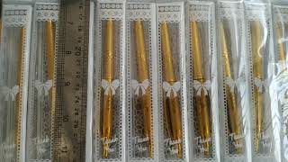 Souvenir pernikahan pulpen / pena gold dan silver kemasan mika