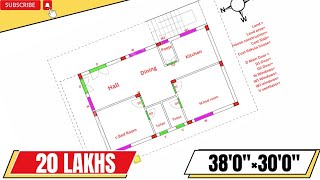 38' x 30' west Facing 2 Bhk House plan II 38 by 30 Ft House Plan #houseplan #indianstyle#houseplan