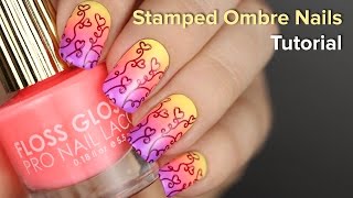 Stamped Ombre Nails DIY Nail Art Tutorial