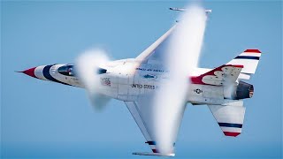 Insane F-16 Thunderbirds Sneak Pass Sonic Boom, Formation Aerobatics & Low Pass