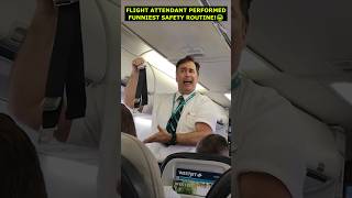 FLIGHT ATTENDANT PERFORMED FUNNIEST SAFETY ROUTINE!😂| #shorts