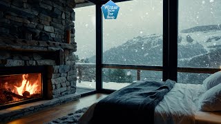 🌨️ Howling Winter Wind | Snowstorm Sounds with in Cabin Fireplace for Relax Sleep Soundly