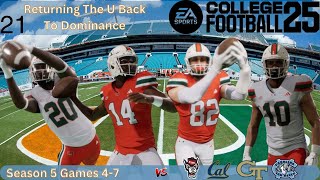 College Football 25 | Miami Hurricanes Dynasty | Returning The U To Dominance | Stream 21 | Season 5