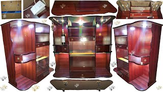 Aparador Mueble TV Vitrina Consola Bufetero Gabetero Alacena 9Luces Cargador Madera Vidrio Cerradura