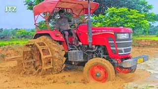 Red Mahindra tractor heavy power working in Farm|| Tractor stunt video|| slo-mo||#jcbtractor #jtz