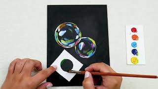 Bubbles Painting on Canvas Step by Step｜Satisfying Masking Tape ASMR