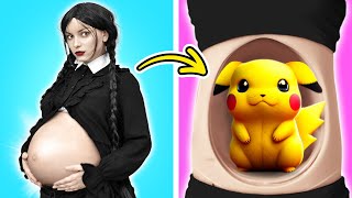 EXTREME PARENTING HACKS FROM WEDNESDAY ADDAMS || Funny Pregnancy Gadgets By 123 GO! ТРЕНДЫ