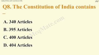 "Indian Polity and Constitution" MCQ quiz Part 5