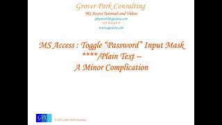 Toggle “Password” Input Mask****/Plain Text –A Minor Complication