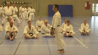 Yamaguchi-sensei demonstrating opening sequence of Gojushiho kata