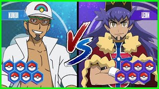 Pokemon Battle Pedia: Professor Kukui Vs Leon